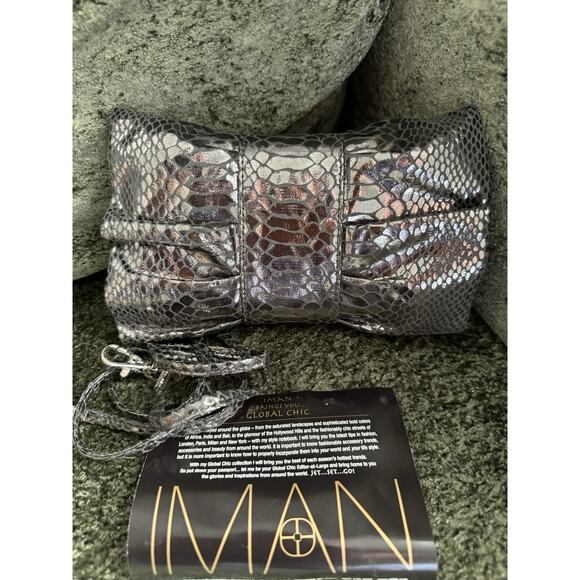 3 for $9 IMAN Global Chic Bag Women Bow Clutch Evening Purse - Picture 3 of 9